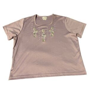BonWorth Vintage Lilac Floral Square Neck Top